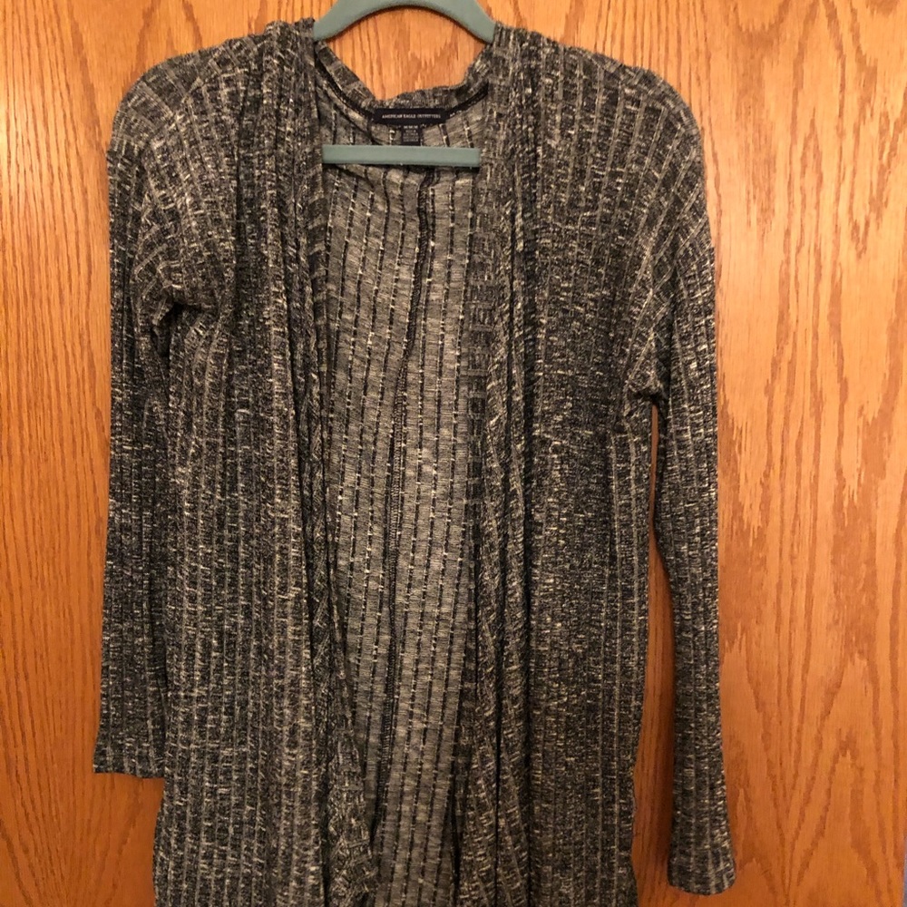 AE Ribbed black and white cardigan